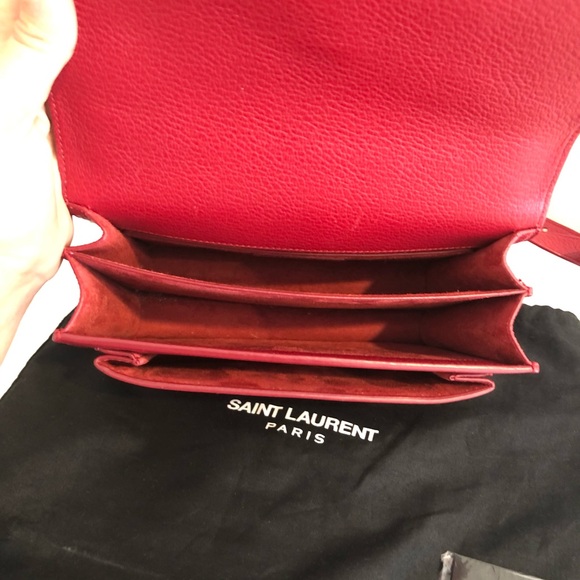 🇫🇷 Saint Laurent Sunset red leather satchel bag - Picture 6 of 15